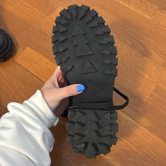 Schutz Black Bootie Tie Up, Crocodile style - Picture 8 of 9